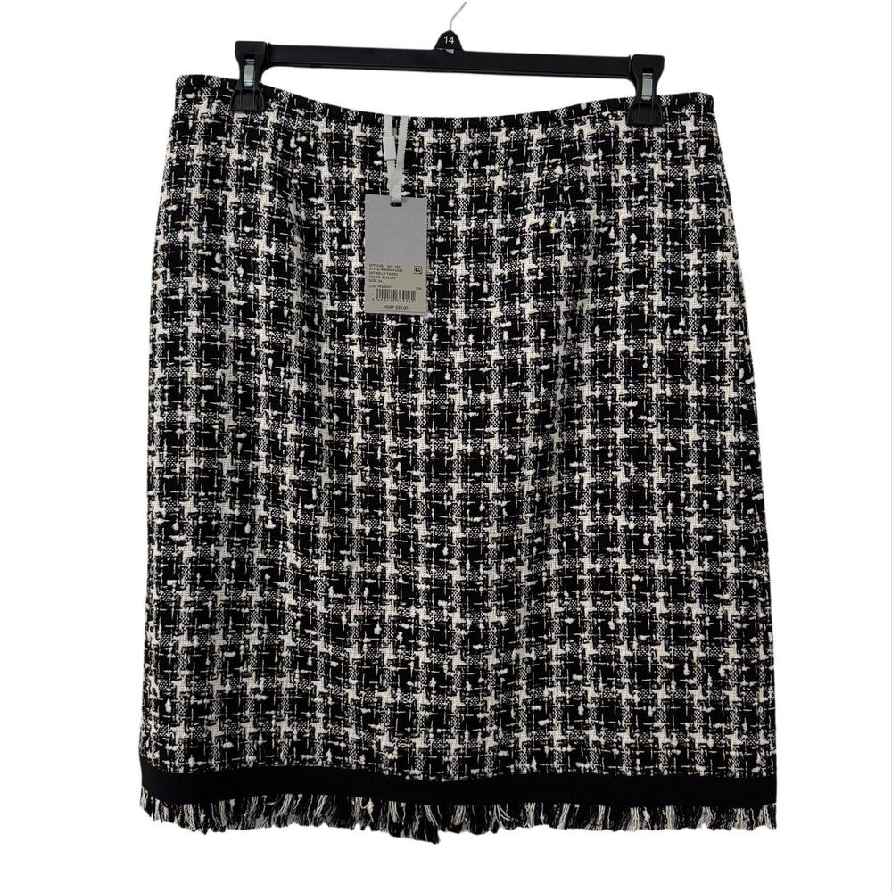 Preston & York Kelly Wool Blend Metallic Tweed Fringe High‎ Rise Pencil Skirt 14